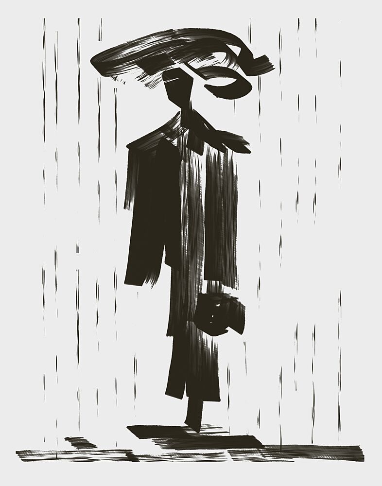 Noir Man Rainy Street art print by Josie George for $57.95 CAD