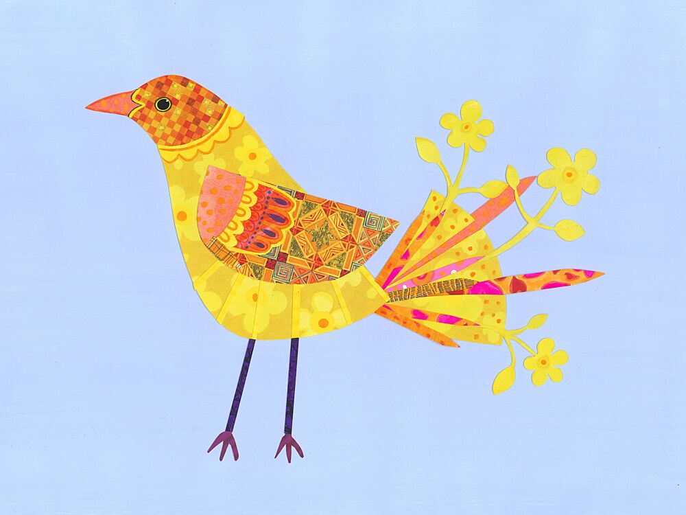 Whimsical Yellow Bird art print by Isabelle Brent for $57.95 CAD
