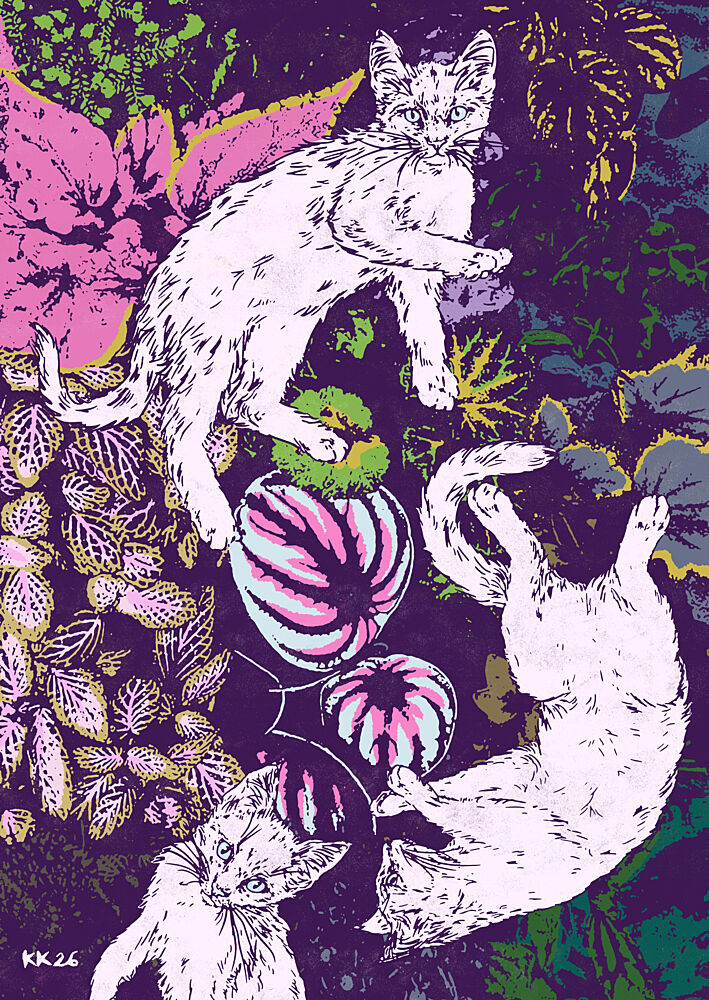 Playful Cats and Plants art print by Katariina Kosunen for $57.95 CAD
