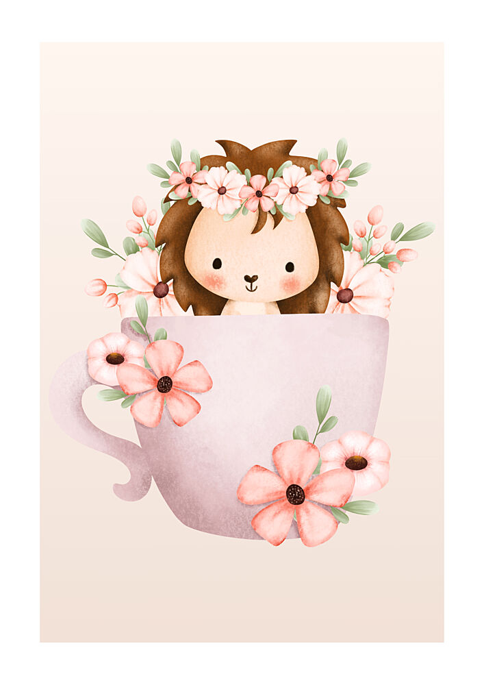 Baby Hedgehog Floral Teacup art print by Saskia Michele for $57.95 CAD