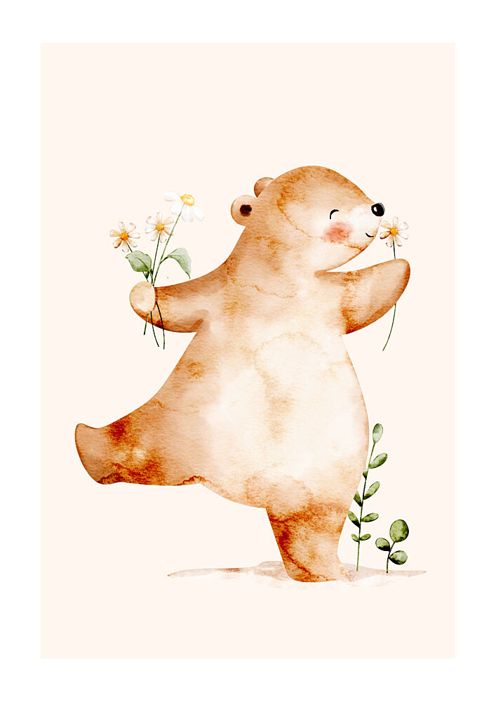 Happy Bear Daisy Dance art print by Saskia Michele for $57.95 CAD