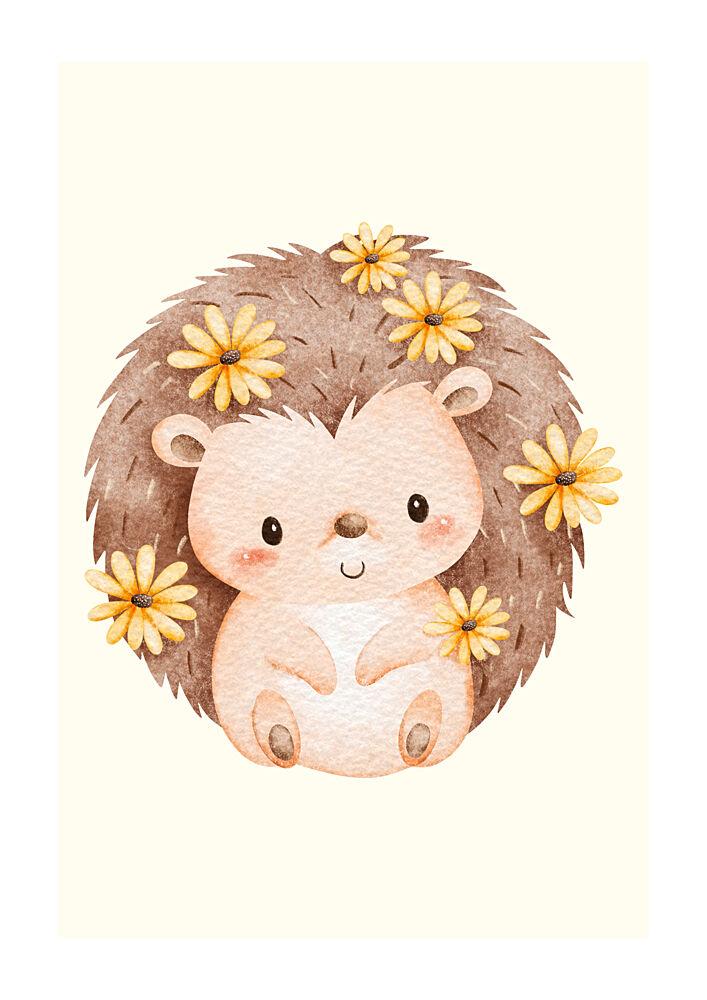 Sweet Hedgehog and Blooms art print by Saskia Michele for $57.95 CAD