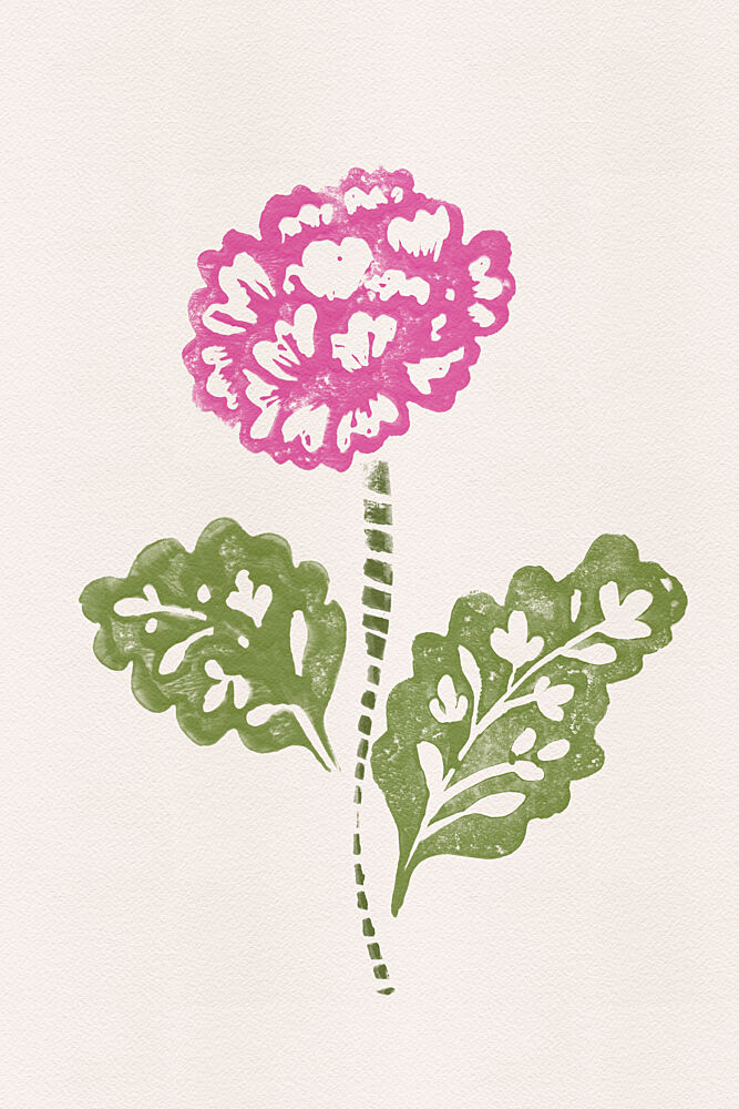 Pink Block Print Flower art print by Melissa McKeagney for $57.95 CAD