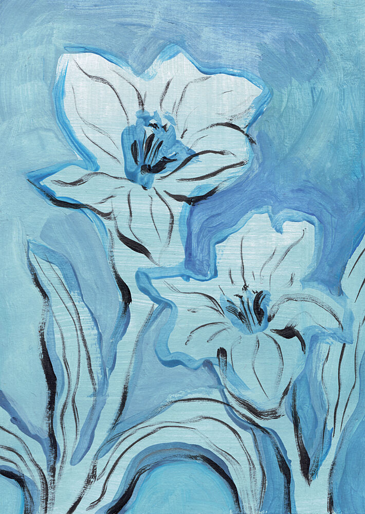 Abstract Blue Blooms art print by Catalina Somolinos for $57.95 CAD