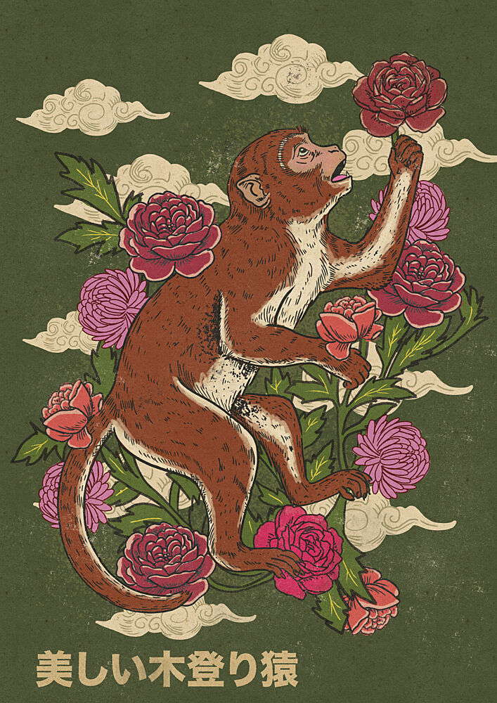 Beautiful Climbing Monkey art print by Nicholas for $57.95 CAD
