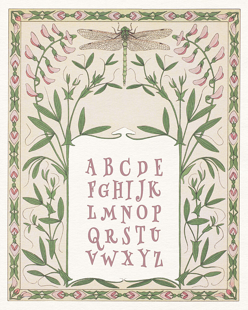 Dragonfly Floral Alphabet art print by Wild Violets for $57.95 CAD