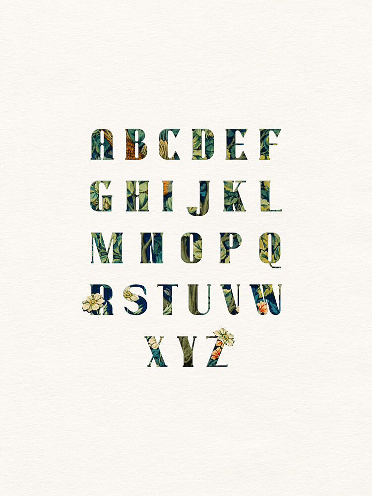 Elegant Floral Alphabet art print by Wild Violets for $57.95 CAD