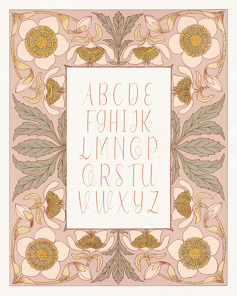 Floral Alphabet Border art print by Wild Violets for $57.95 CAD