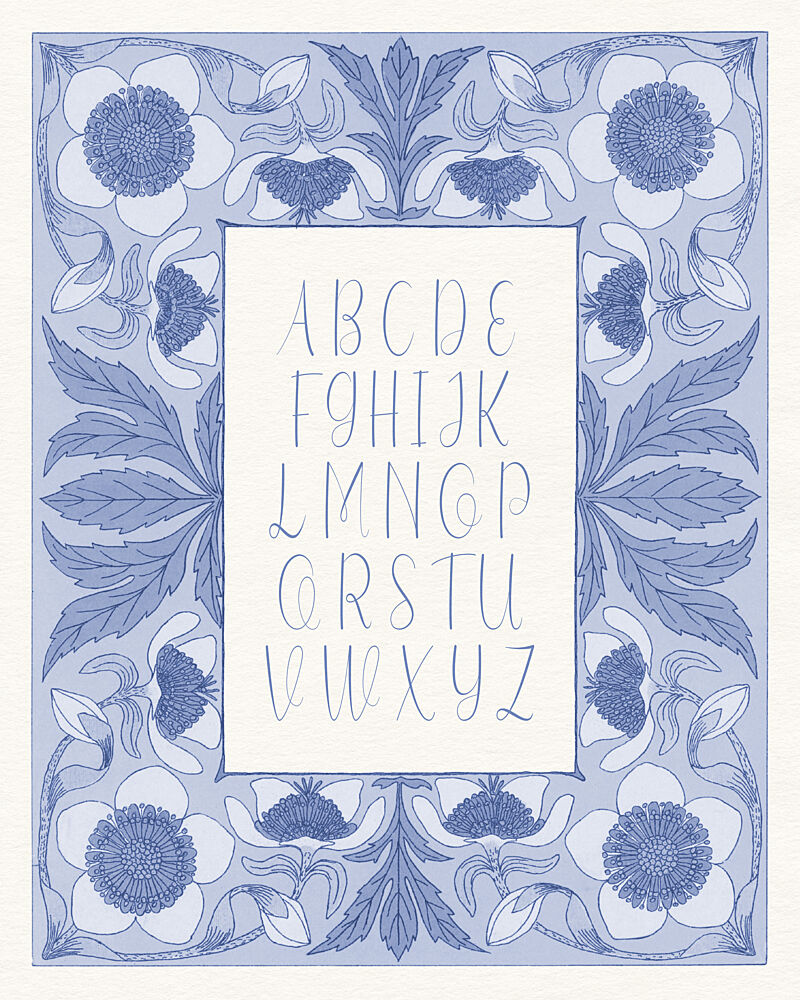 Blue Floral Alphabet art print by Wild Violets for $57.95 CAD
