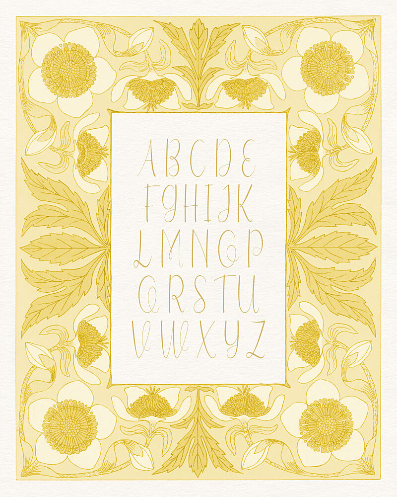 Golden Floral Alphabet art print by Wild Violets for $57.95 CAD