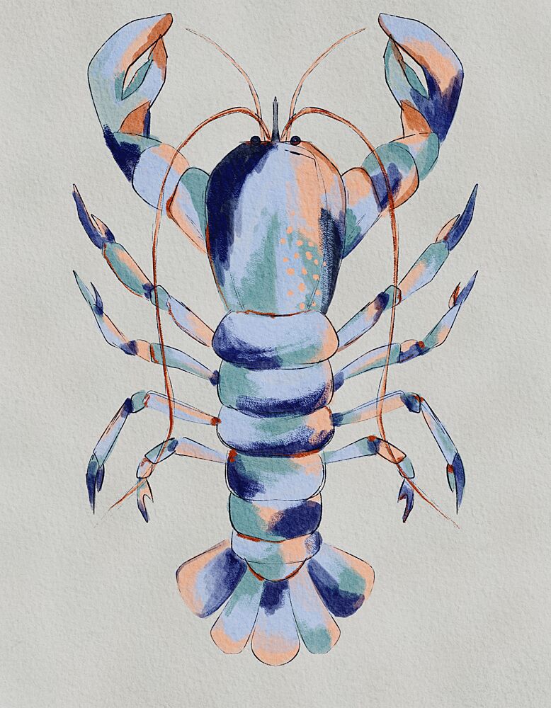 Colorful Blue Lobster art print by Nikita Jariwala for $57.95 CAD
