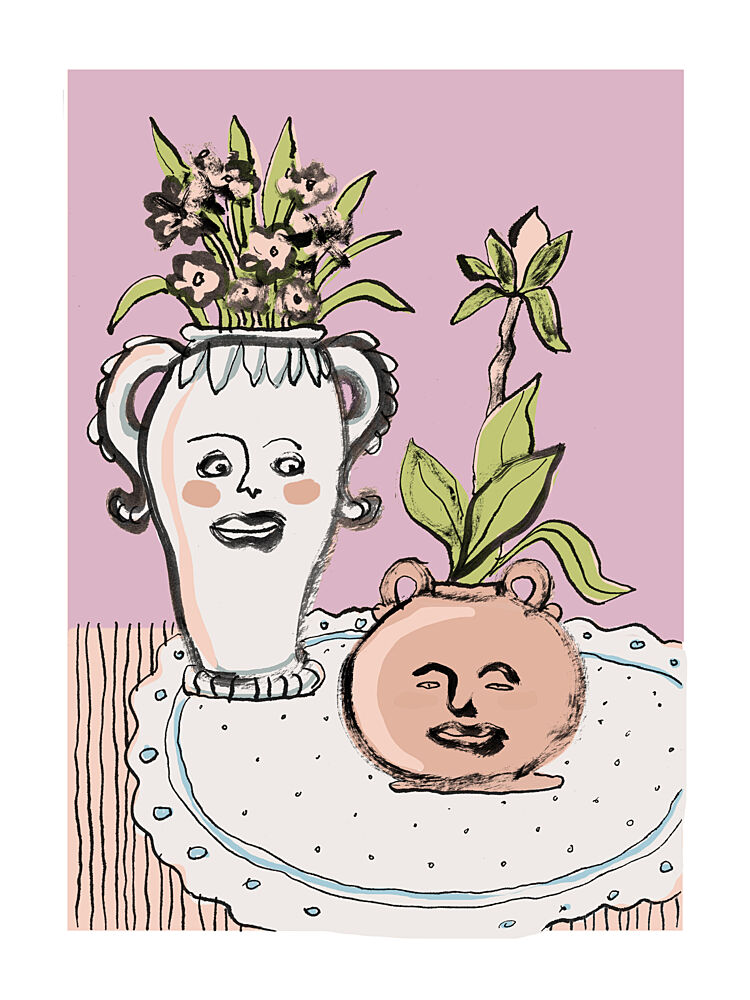 Happy Faces Flower Pots art print by Catalina Somolinos for $57.95 CAD