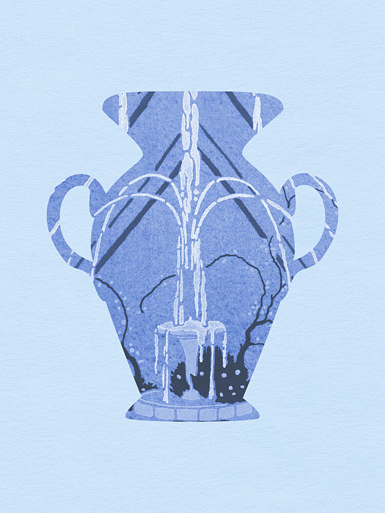 Serene Blue Garden Urn art print by Wild Violets for $57.95 CAD