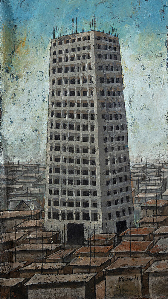 Skyscraper over Dense City art print by James Kamande for $57.95 CAD