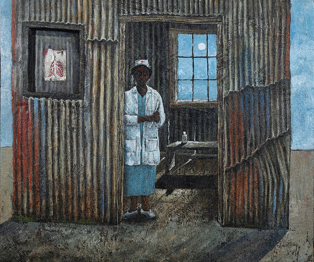 Moonlit Clinic Nurse art print by James Kamande for $57.95 CAD