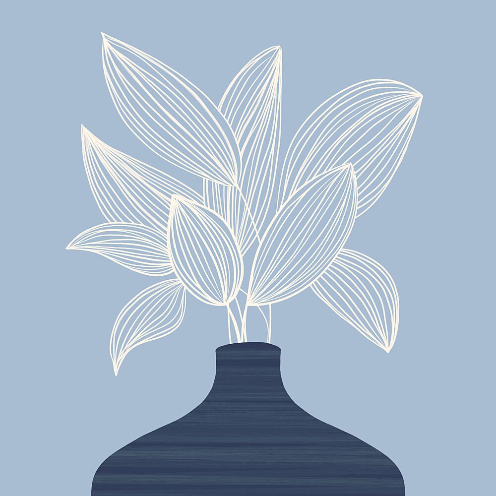 Serene Botanical Blue Vase art print by Kristian Gallagher for $57.95 CAD