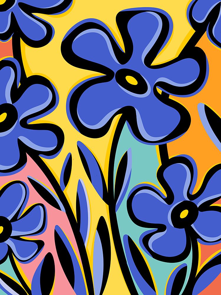 Vibrant Blue Blooms art print by Kristian Gallagher for $57.95 CAD