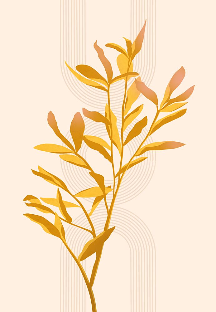 Golden Botanical Branch art print by Kristian Gallagher for $57.95 CAD