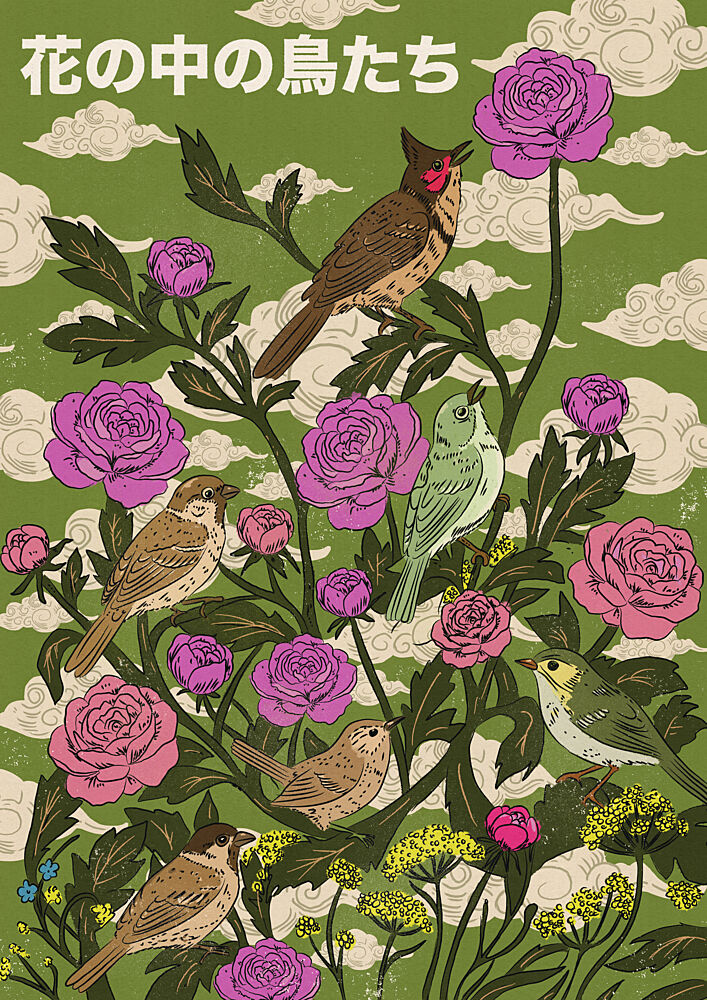 Garden Birds and Roses art print by Nicholas for $57.95 CAD