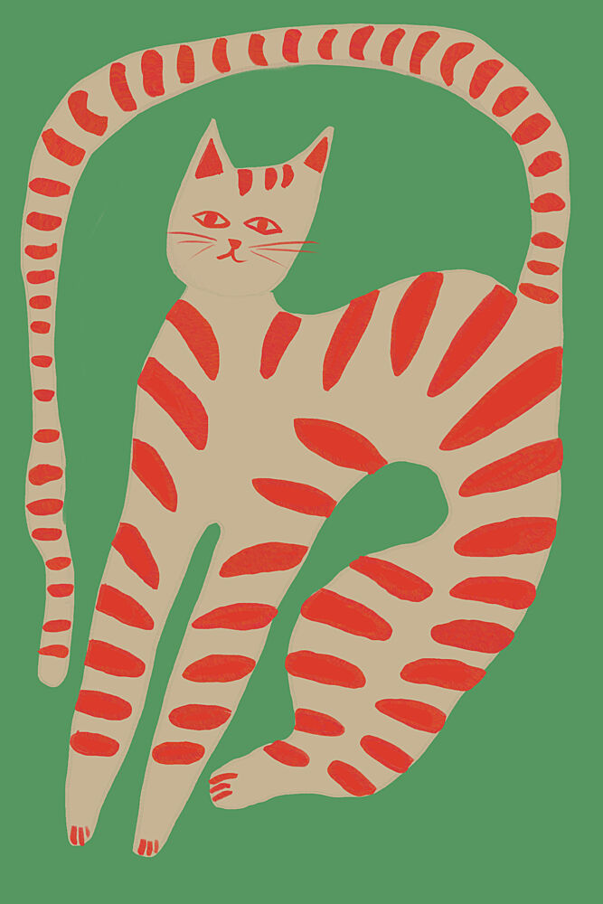 Striped Cat Stretching art print by The Art Concept for $57.95 CAD