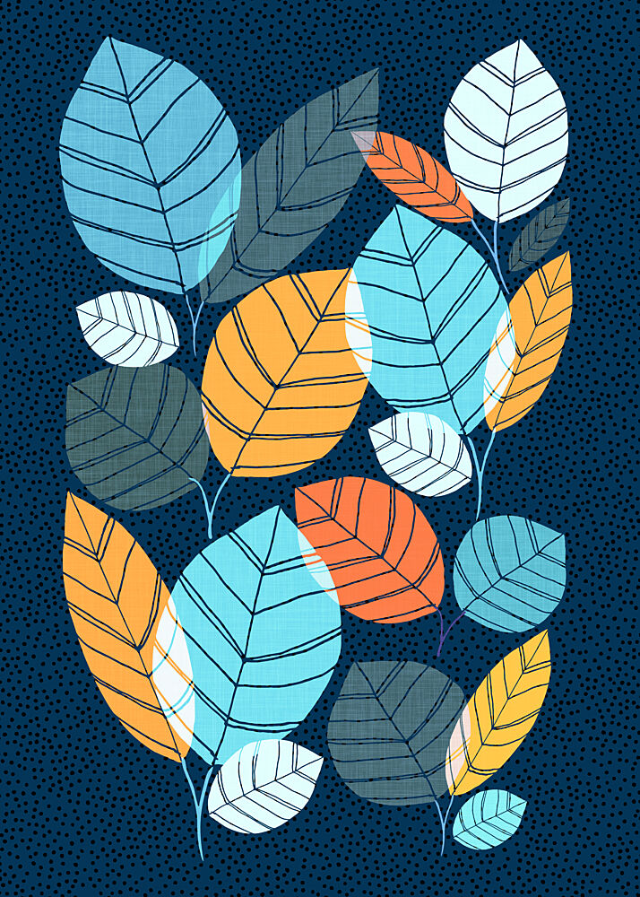 Overlapping Colorful Leaves art print by Kristian Gallagher for $57.95 CAD