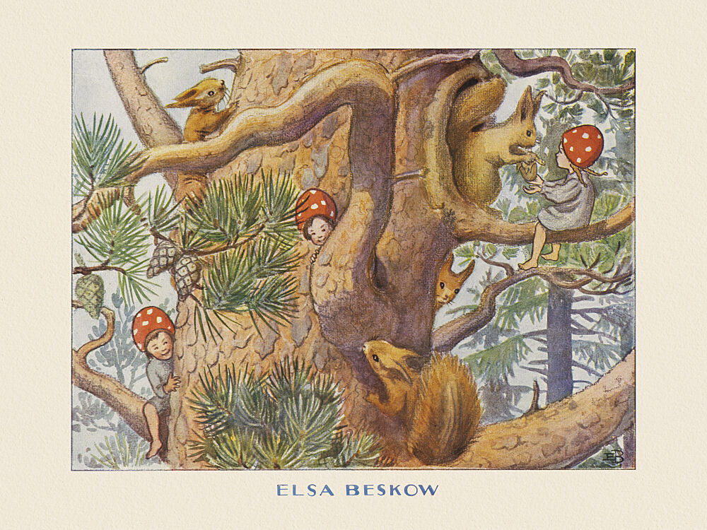Tomtebobarnen - Tradet art print by Elsa Beskow for $57.95 CAD