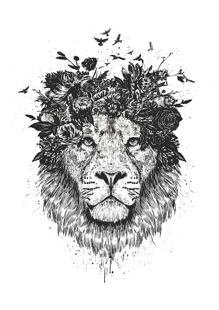 Majestic Lion Blooms art print by Balazs Solti for $57.95 CAD