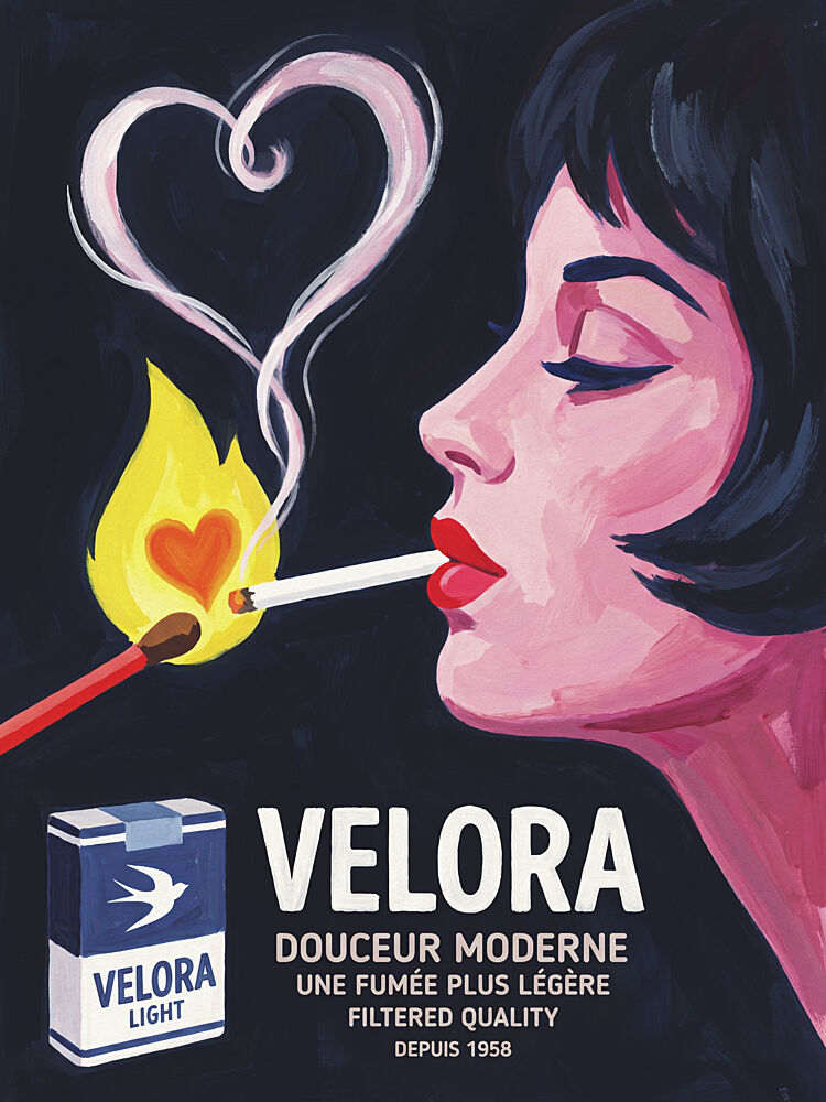 Chic Woman Smoking Heart art print by Andreas Magnusson for $57.95 CAD