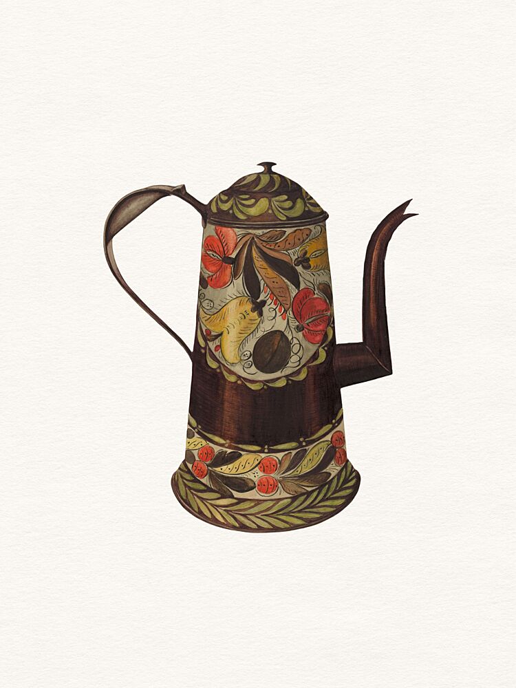 Folk Art Coffee Pot art print by Wild Violets for $57.95 CAD