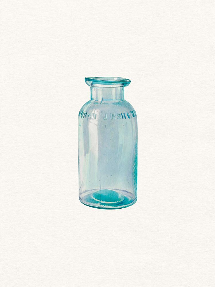 Aqua Apothecary Bottle art print by Wild Violets for $57.95 CAD