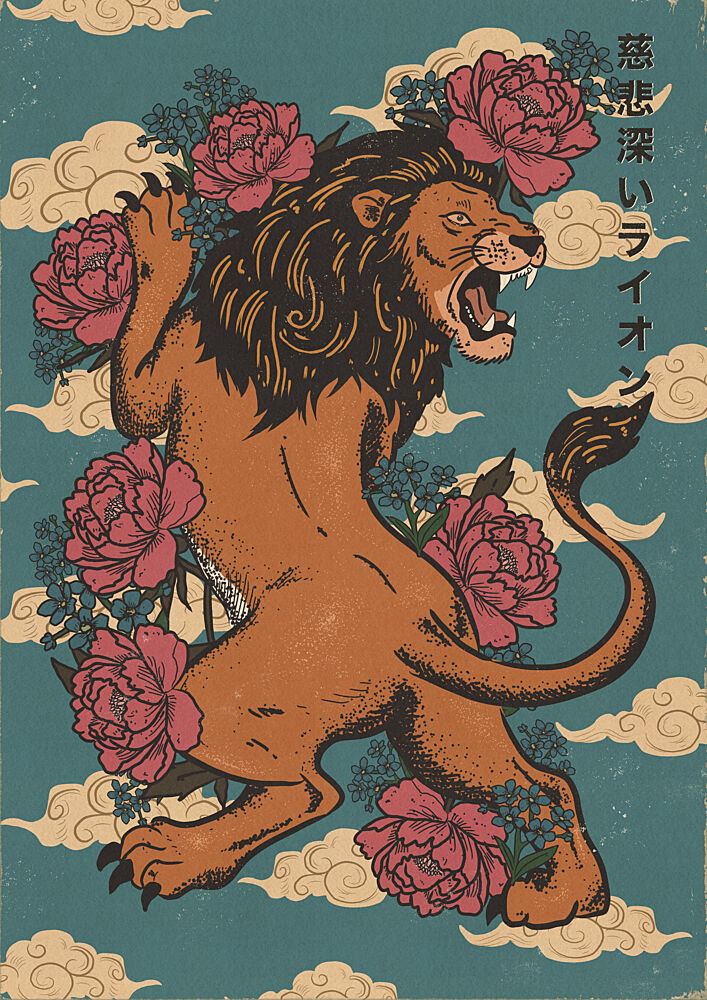 Fierce Floral Lion art print by Nicholas for $57.95 CAD