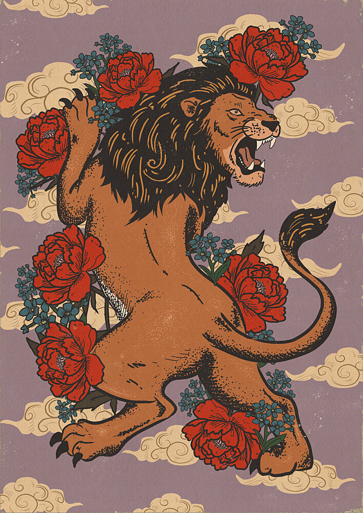 Roaring Floral Lion art print by Nicholas for $57.95 CAD