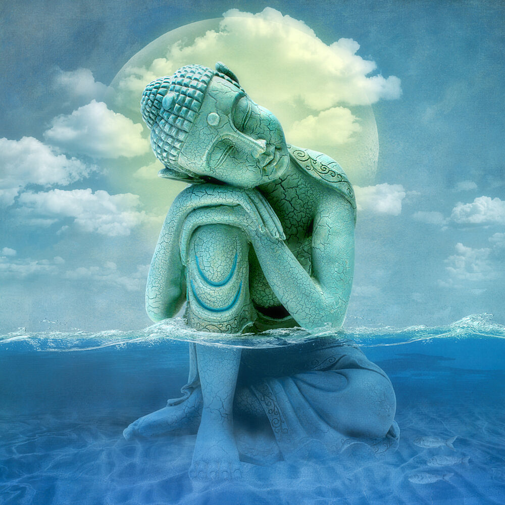 Serene Buddha Moonlit Water art print by Marja van den Hurk for $57.95 CAD