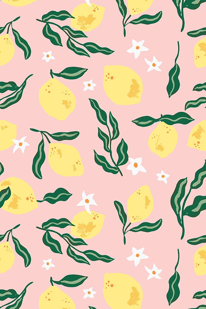 Pink Lemon Pattern art print by Karen Menzenbach for $57.95 CAD
