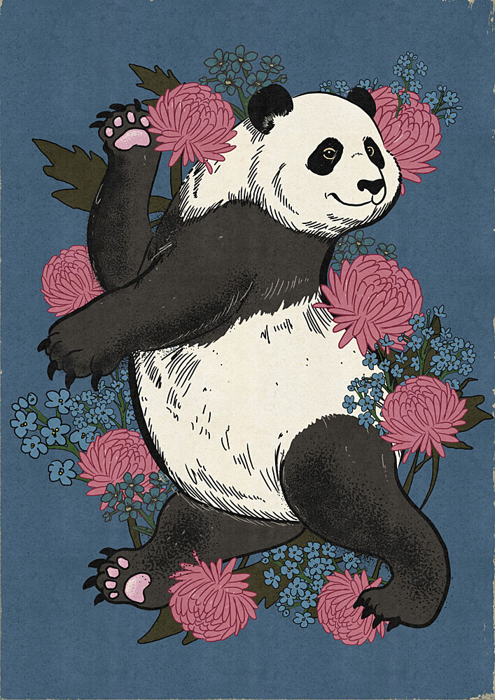 Dancing Panda Blooms art print by Nicholas for $57.95 CAD