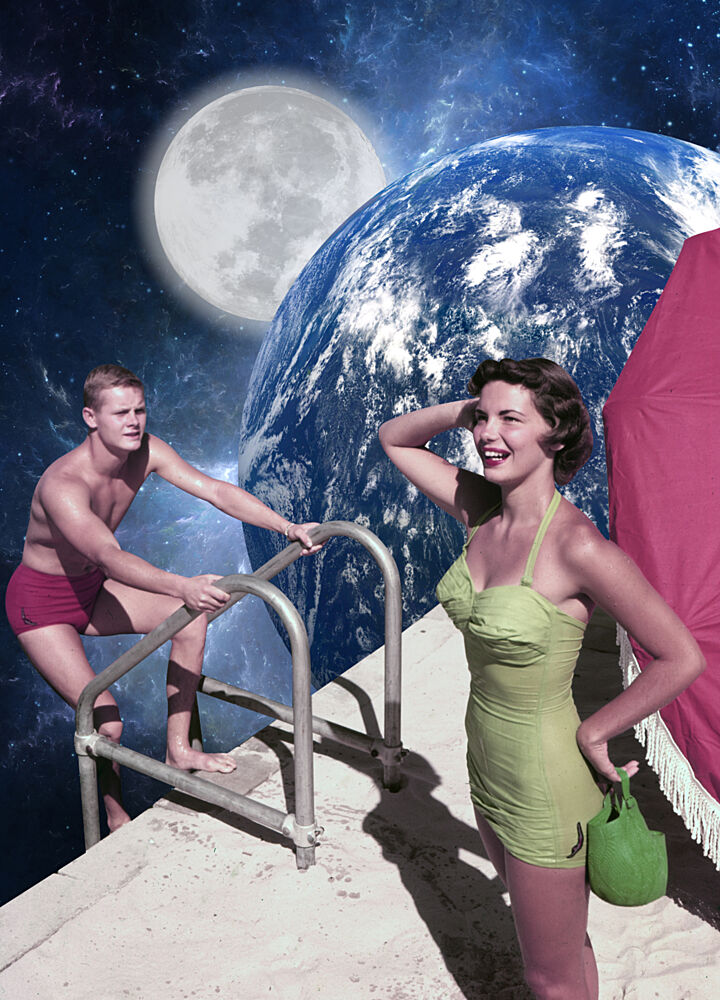 Retro Pool in Space art print by Marja van den Hurk for $57.95 CAD