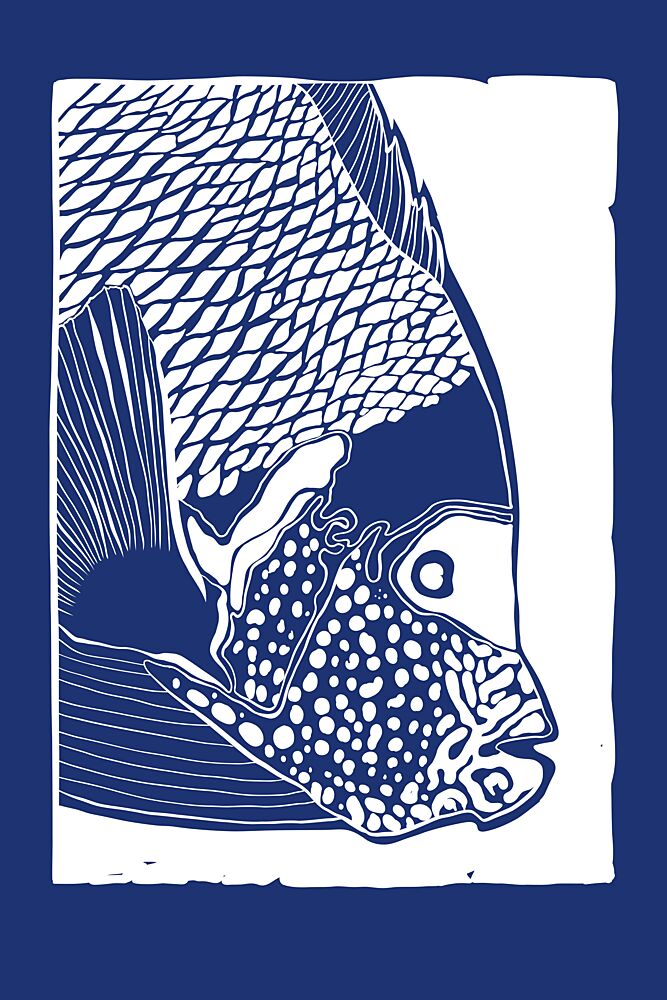 Indigo Tropical Fish art print by Marianne Bassil for $57.95 CAD