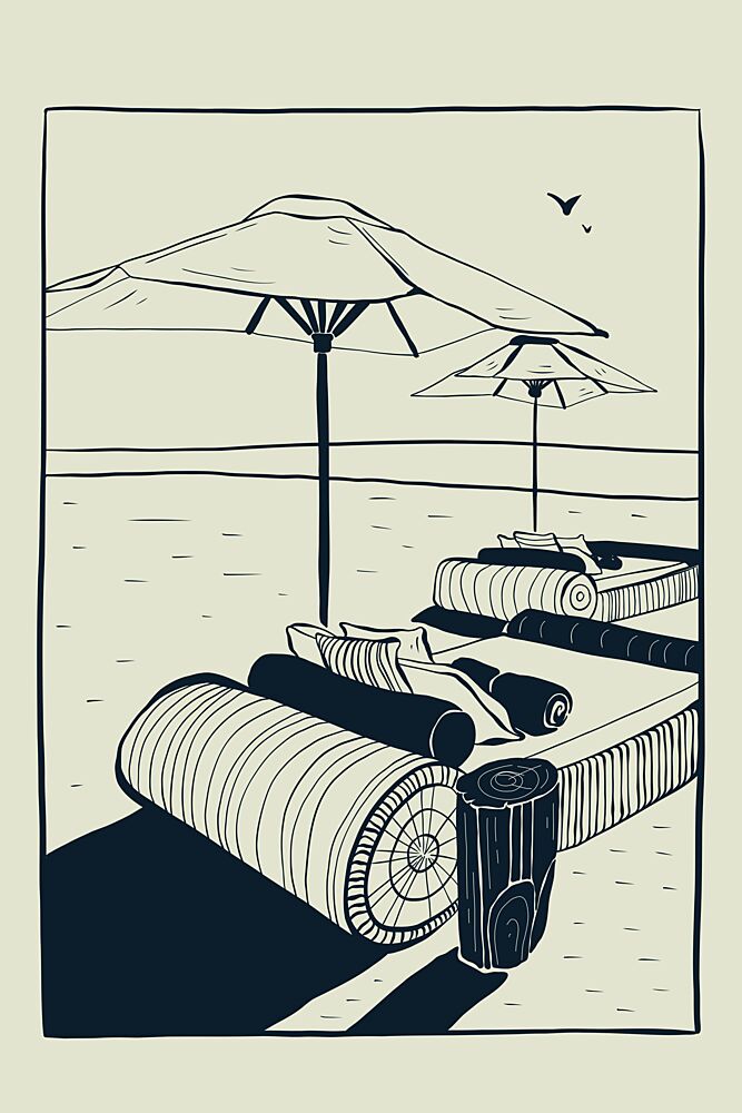 Tranquil Beach Loungers art print by Marianne Bassil for $57.95 CAD