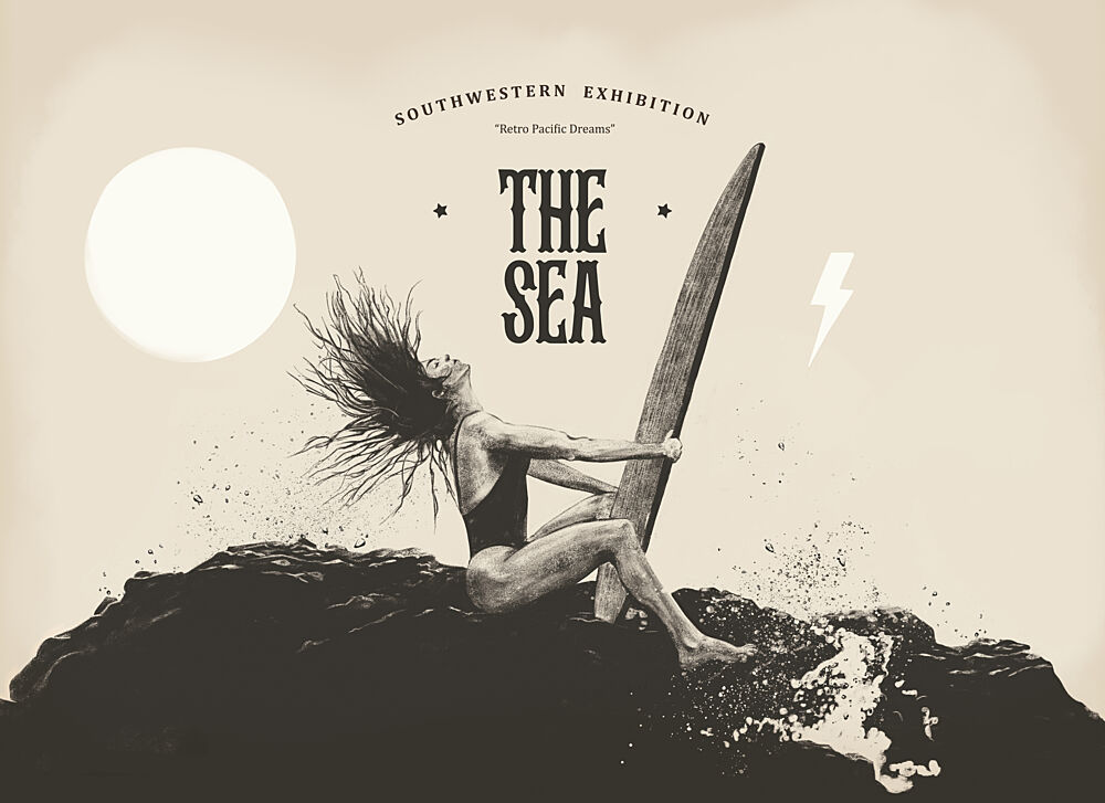 Vintage Surfer Sea Dreams art print by Dion Gem for $57.95 CAD