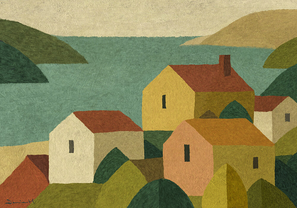 Tranquil Coastal Village art print by Dan Hobday for $57.95 CAD