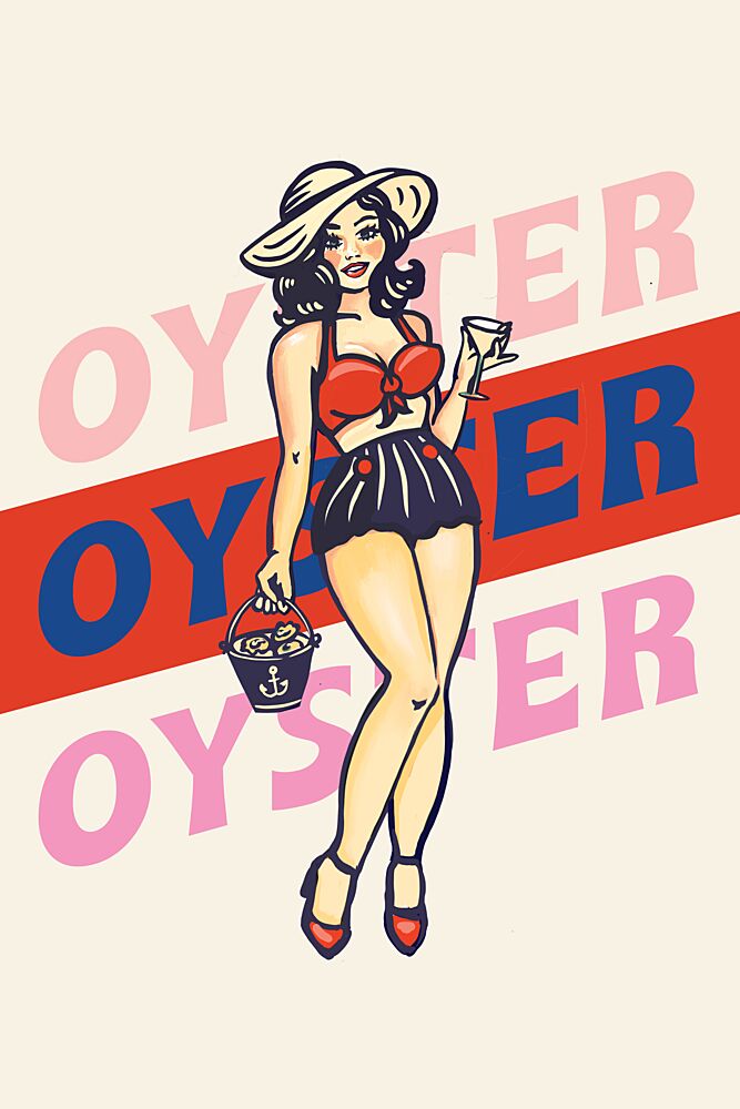 Vintage Oyster Pinup art print by The Whiskey Ginger for $57.95 CAD
