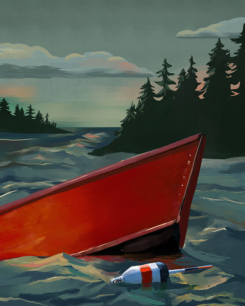 Moody Lake Boat art print by The Whiskey Ginger for $57.95 CAD