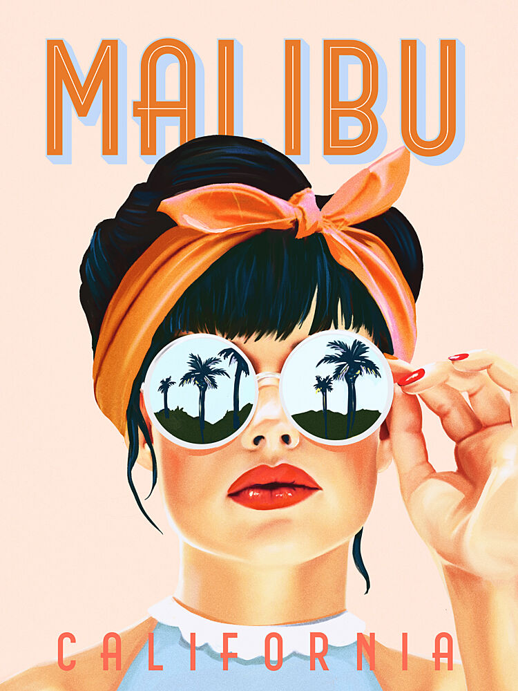 Malibu California Summer art print by The Whiskey Ginger for $57.95 CAD
