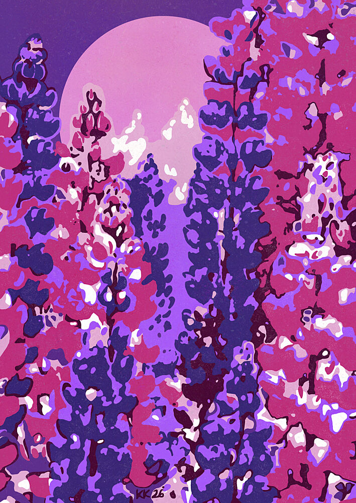 Moonlit Purple Blooms art print by Katariina Kosunen for $57.95 CAD