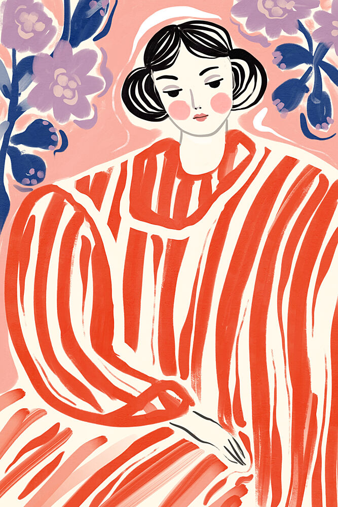 Elegant Woman Pink Florals art print by Treechild for $57.95 CAD