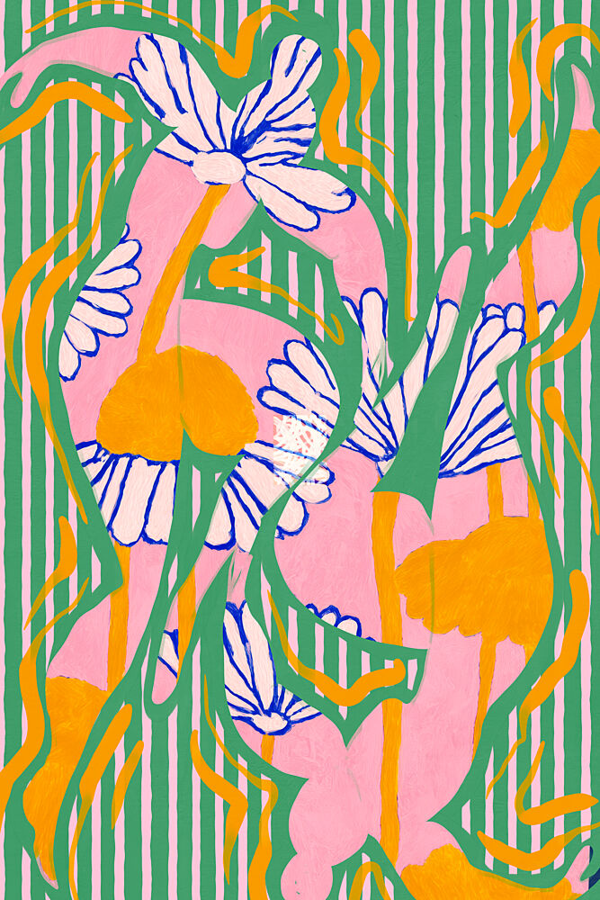 Vibrant Striped Daisies art print by Treechild for $57.95 CAD