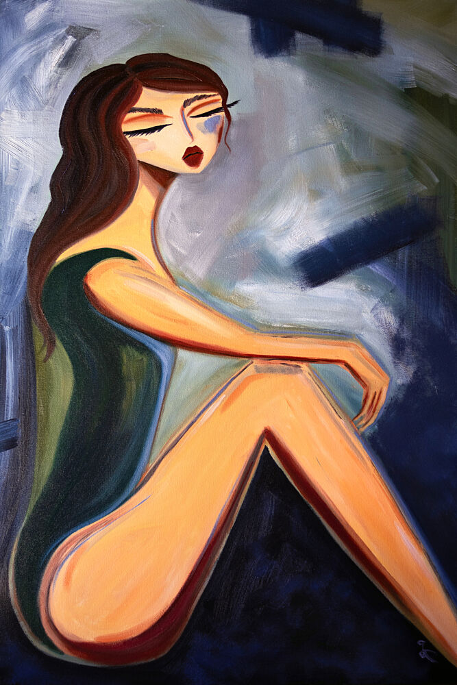 Pensive Woman Sitting art print by Amy Straley for $57.95 CAD