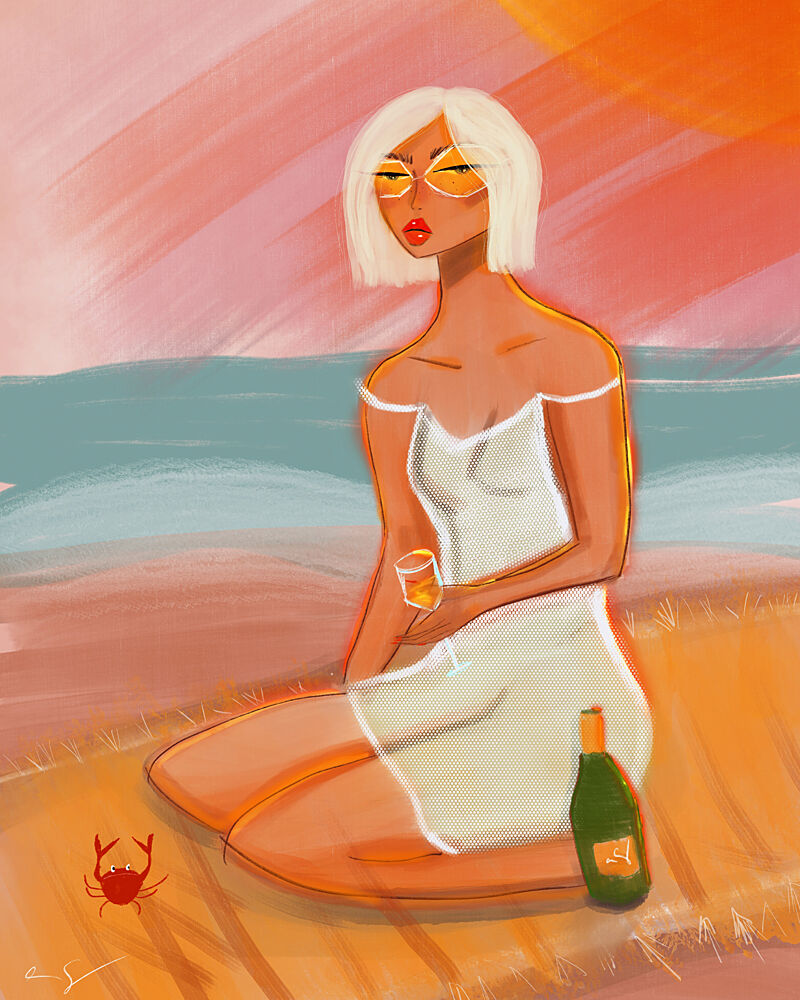Sunset Beach Woman art print by Amy Straley for $57.95 CAD