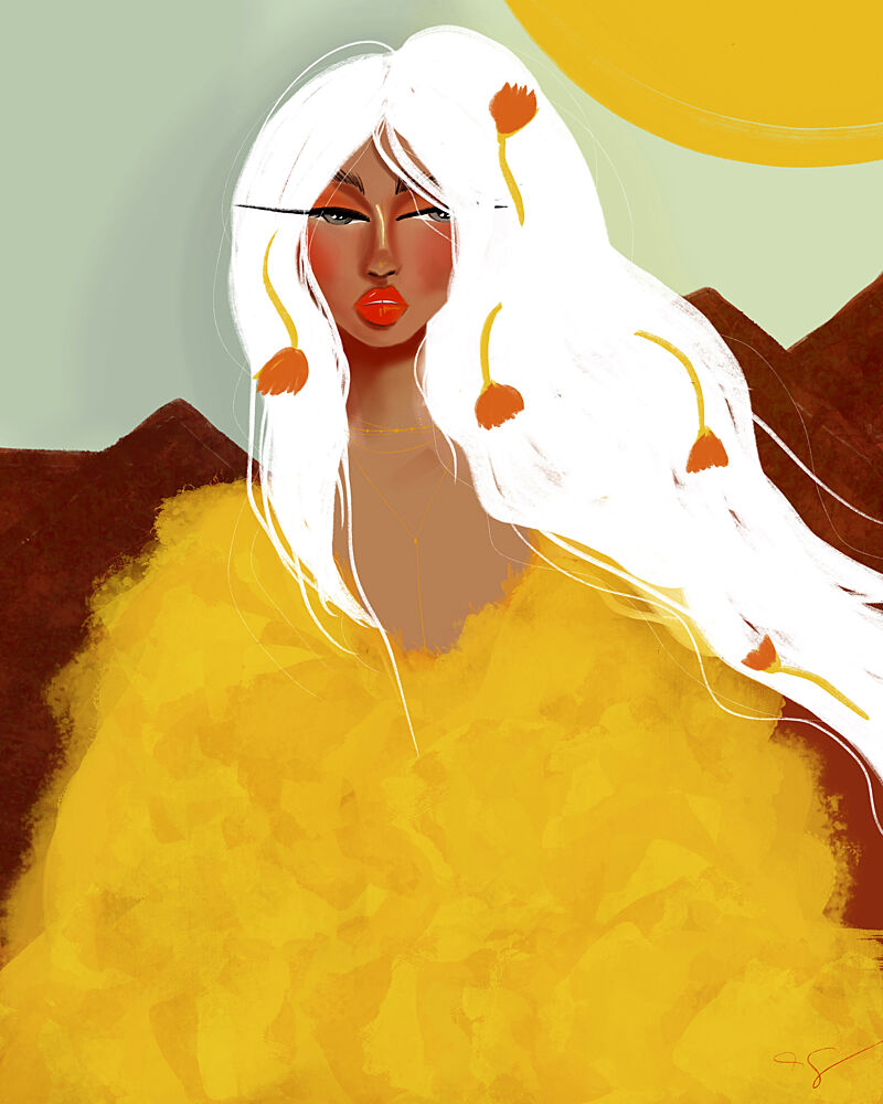 Golden Woman White Hair art print by Amy Straley for $57.95 CAD