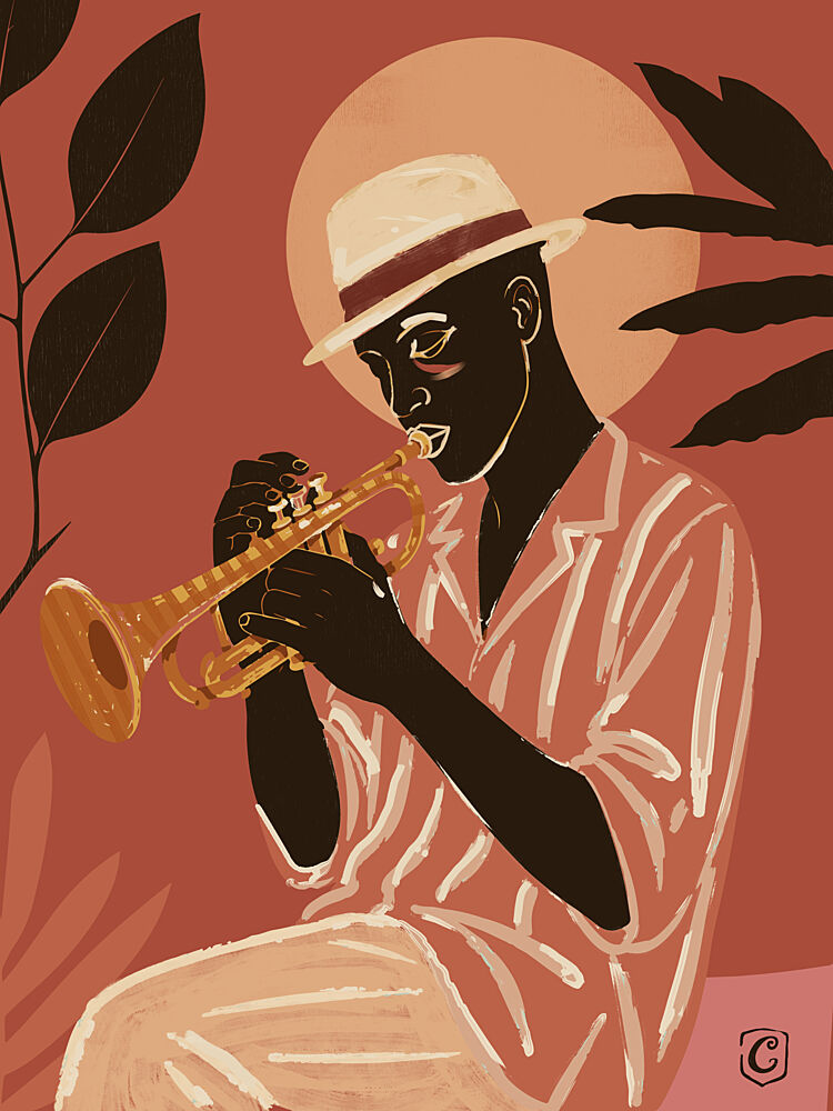 Soulful Jazz Trumpeter art print by Cannavaro for $57.95 CAD
